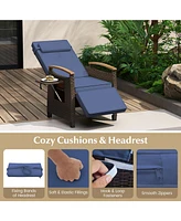 Gouun Patio Wicker Recliner Chair with Adjustable Backrest and Footrest