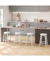 Gouun 360-Degree Swivel Upholstered Rubberwood Frame Bar Stool Set of 2 with Footrest- inches