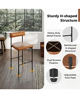 Gouun 20 Inch Upholstered Bar Stools Set of 2 Counter Height Bar Chairs with Backrest