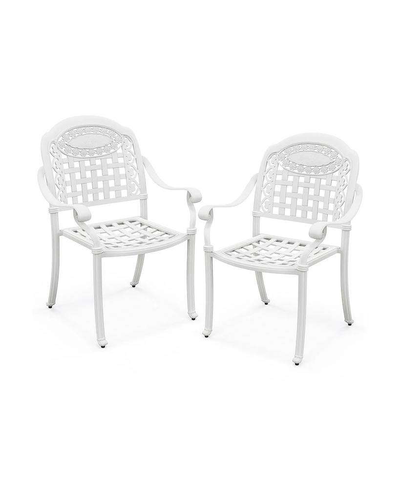 Gouun Cast Aluminum Patio Chairs Set of 2 with Armrests