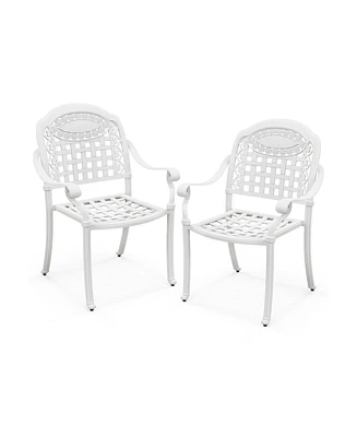 Gouun Cast Aluminum Patio Chairs Set of 2 with Armrests