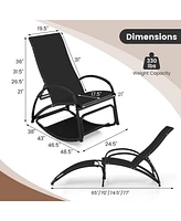 Gouun 2-in-1 Outdoor Rocking Chair with 4-Position Adjustable Backrest for Patio Porch Poolside