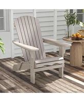 Gouun 1 Piece Folding Adirondack Chair with High Backrest and Wide Armrests