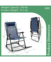 Gouun Outdoor Patio Camping Lightweight Folding Rocking Chair with Footrest