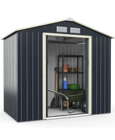 Gouun 7 Feet x 4 Feet Metal Storage Shed with Sliding Double Lockable Doors