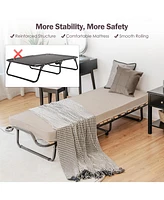 Gouun Rollaway Folding Bed with Memory Foam Mattress and Dust-Proof Bag Made in Italy
