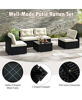 Gouun 5 Pieces Outdoor Patio Furniture Set with Cushions and Table