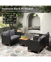 Gouun 4 Pieces Outdoor Conversation Set with Storage Table