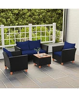 Gouun 4 Pieces Outdoor Conversation Set with Storage Table