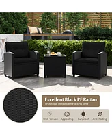 Gouun 3 Pieces Patio Furniture Set with Tempered Glass Table