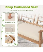 Gouun 4 Piece Wood Patio Furniture with Armchairs Loveseat and Table-Off