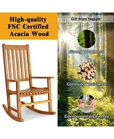 Gouun Indoor Outdoor Wooden High Back Rocking Chair