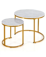 Gouun Set of 2 Modern Round Stacking Nesting Tables