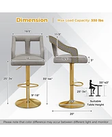 Gouun Set of 2 Bar Chairs with Footrest and 2-Layer Electroplated Metal Base