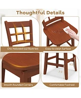 Gouun Counter Height Barstools Set of 2 with 6-Grid Hollow Back and Seat