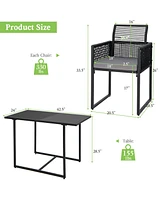 Gouun 3 Pieces Outdoor Dining Set with Folding Backrest and Seat Cushions