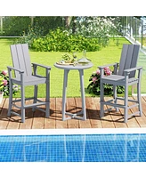 Gouun Tall Adirondack Chair Outdoor Bar Stool with Ergonomic Backrest for Backyard