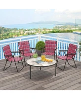 Gouun 2 Pieces Folding Beach Chair Camping Lawn Webbing Chair