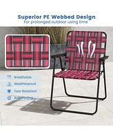 Gouun 2 Pieces Folding Beach Chair Camping Lawn Webbing Chair