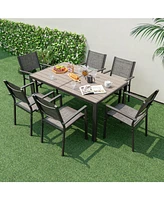 Gouun 59 x 35 Inch Large Outdoor Rectangle Dining Table with Metal Legs