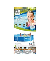 Intex 12' x 30" Metal Frame Above Ground Swimming Pool with Filter and Cover