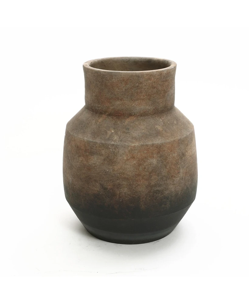 LuxenHome Brown Ombre Terracotta Round Vase