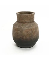 LuxenHome Brown Ombre Terracotta Round Vase