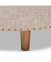 Baxton Studio Vinet Modern and Contemporary Beige Fabric Upholstered Natural Wood Cocktail Ottoman