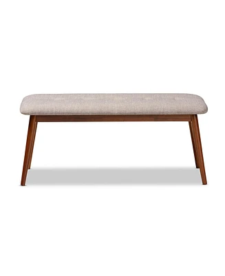 Baxton Studio Flora Ii Mid-Century Modern Light Grey Fabric Upholstered Medium Oak Finished Wood Dining Bench