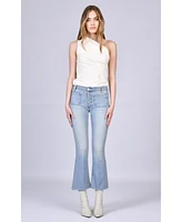 Black Orchid Denim Women's Angelina Patch Pocket Crop Flare Jean