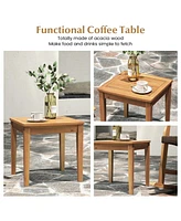 Gouun 3 Pieces Acacia Wood Patio Rocking Chair Set with Side Table