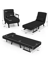 Gouun Folding 6 Position Convertible Sleeper Bed Armchair Lounge Couch with Pillow