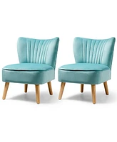 Gouun Modern Armless Velvet Accent Chair with Wood Legs