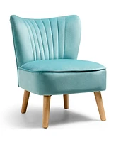 Gouun Modern Armless Velvet Accent Chair with Wood Legs