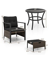 Gouun 4 Piece Outdoor Furniture Set with Glass Topped Table