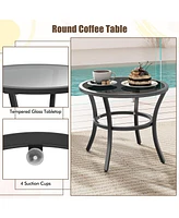 Gouun 4 Piece Outdoor Furniture Set with Glass Topped Table