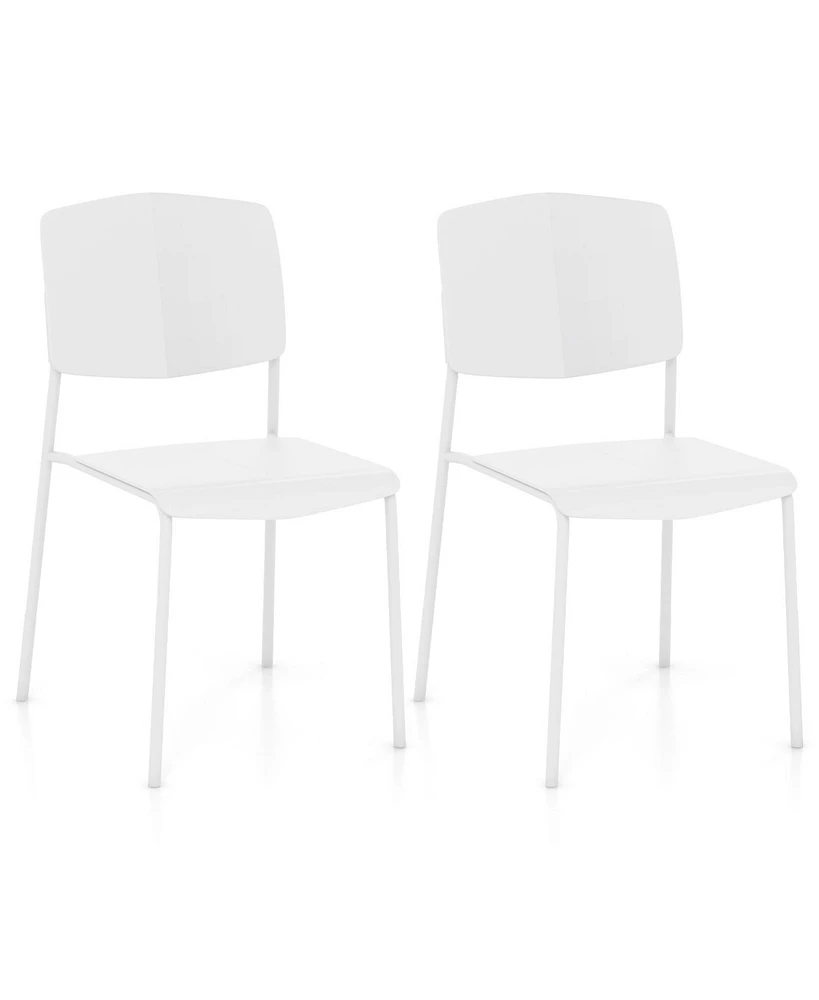 Gouun Modern Plastic Dining Chair Set of 2 with Metal Legs and Curved Back
