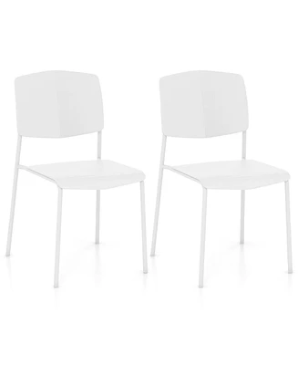 Gouun Modern Plastic Dining Chair Set of 2 with Metal Legs and Curved Back