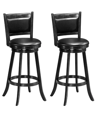 Gouun Set of 2 29 Inch Swivel Bar Height Stool Wood Dining Chair Barstool