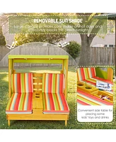 Gouun Kids Patio Lounge Chair with Cup Holders and Awning