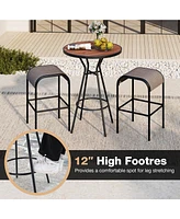 Gouun 5 Pieces Outdoor Round Bar Table Set with 1.6 Inches Umbrella Hole