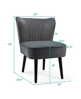 Gouun Set of 2 Upholstered Modern Leisure Club Chairs with Solid Wood Legs