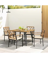 Gouun Outdoor Dining Table and Chairs with Cushions and 1.9 inches Umbrella Hole