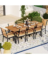 Gouun 9 Pieces Patio Dining Outdoor Furniture Set with 8 Chairs and Umbrella Hole