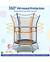 Gouun Mini Trampoline for Kids with Safety Enclosure Net and Foam Handles