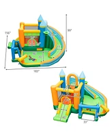 Gouun Inflatable Water Slide Blowup Bounce House with Dual Slides and Splash Pool (Without Blower)