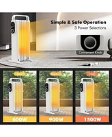 1500W Electric Oil-Filled Radiator Space Heater with Foldable Drying Rack