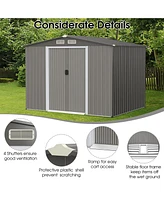 Gouun 8 x 6 Feet Galvanized Steel Storage Shed for Garden Yard