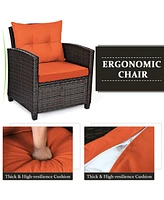 Gouun 3 Pieces Rattan Patio Furniture Set with Washable Cushion