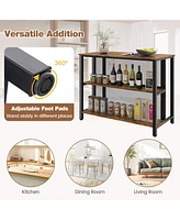 Gouun 36 Inch 3-Tier Bar Table with Storage Metal Frame Adjustable Foot Pads for Dining Room